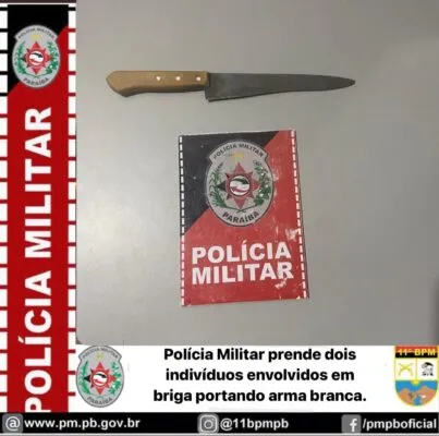 Polícia Militar prende dois indivíduos envolvidos em briga com arma branca na cidade de Monteiro