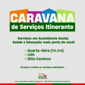 Prefeitura de São José dos Cordeiros realiza caravana de serviços a partir desta quarta