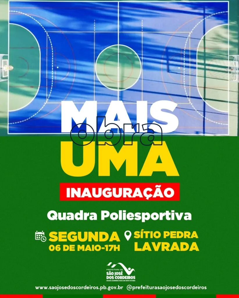 Prefeitura de São José dos Cordeiros inaugurará quadra poliesportiva na zona rural do município