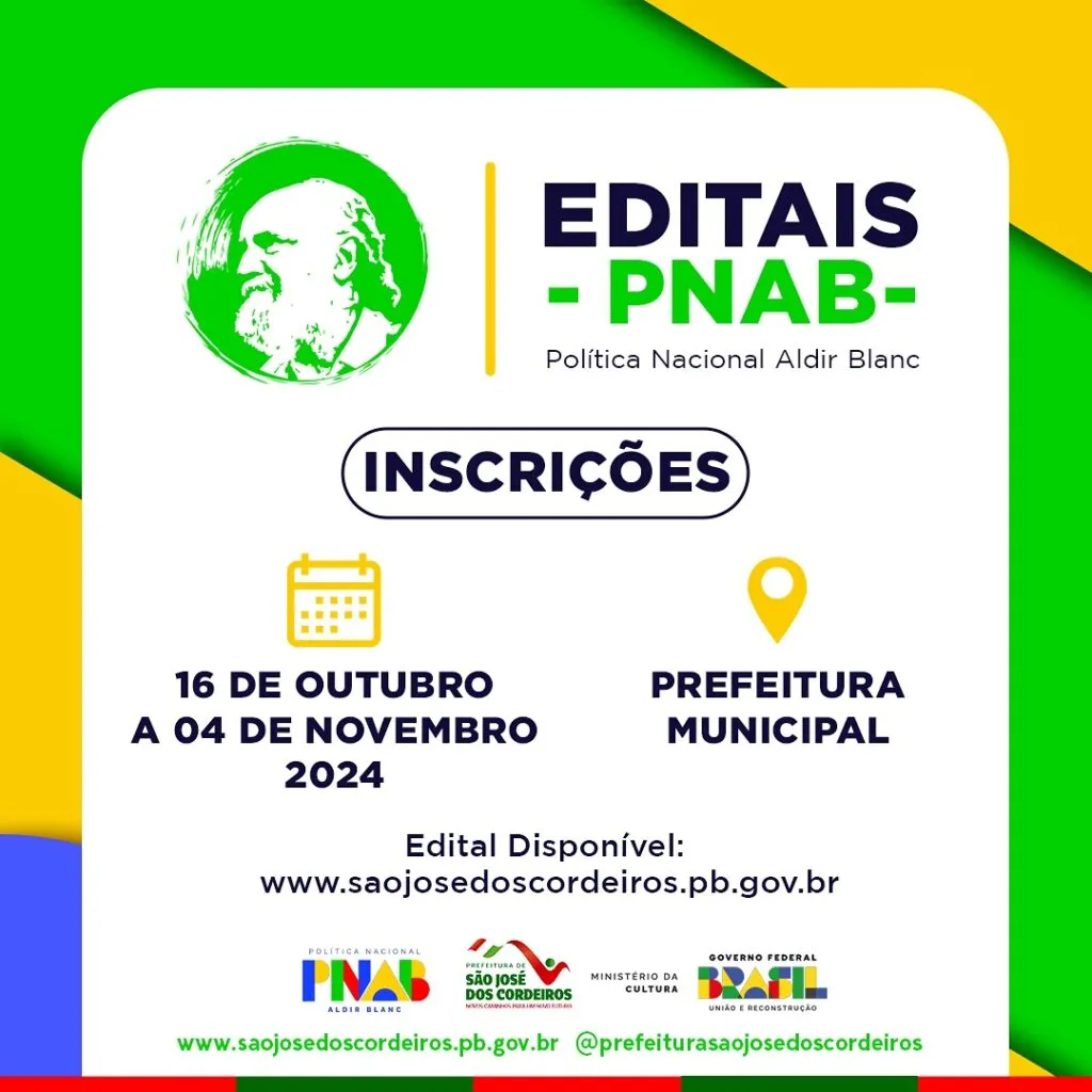 Prefeitura de São José dos Cordeiros abre inscrições para editais da lei Aldir Blanc
