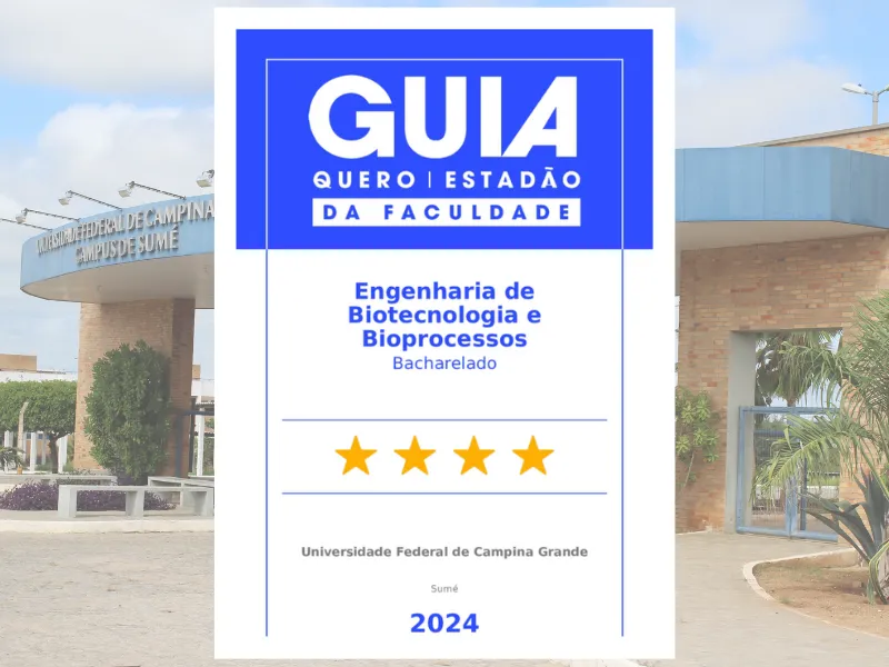 Curso de Engenharia de Biotecnologia e Bioprocessos do CDSA/UFCG é destaque em ranking nacional de avaliação de faculdades promovido pelo Estadão