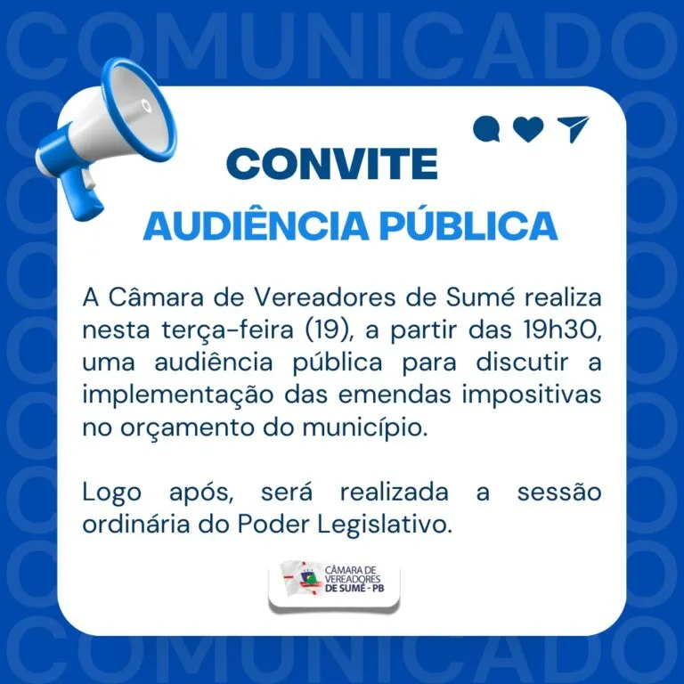 Câmara de Vereadores de Sumé realiza audiência pública para discutir a implementação das emendas impositivas