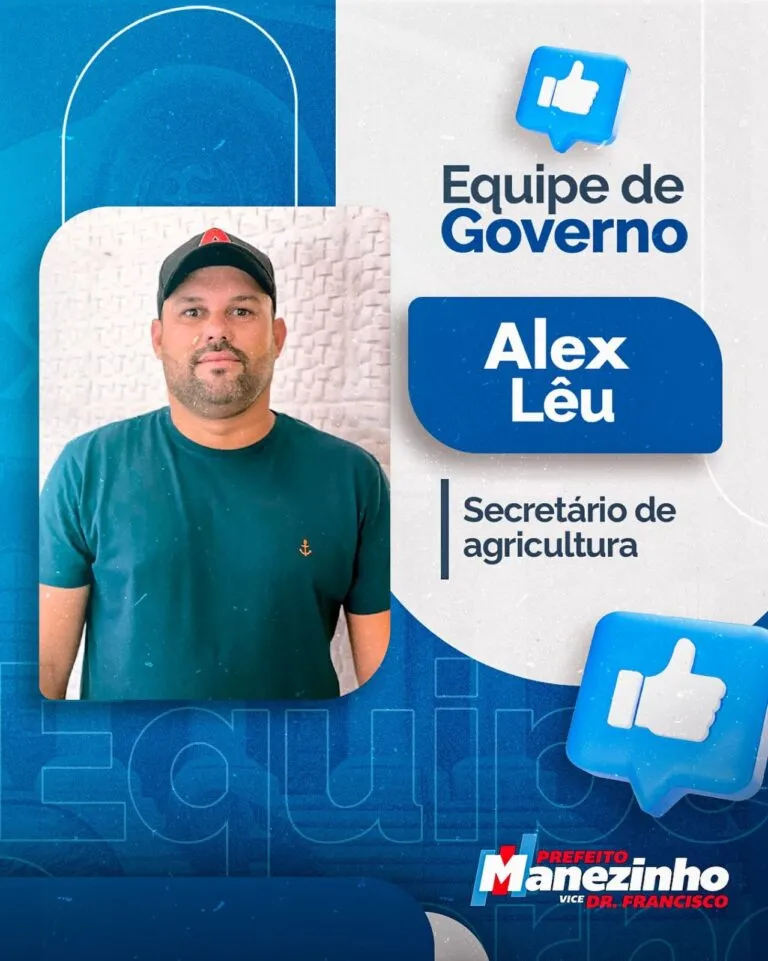 Prefeito eleito Manezinho Lourenço anuncia Alex Lêu como secretário de Agricultura em Sumé