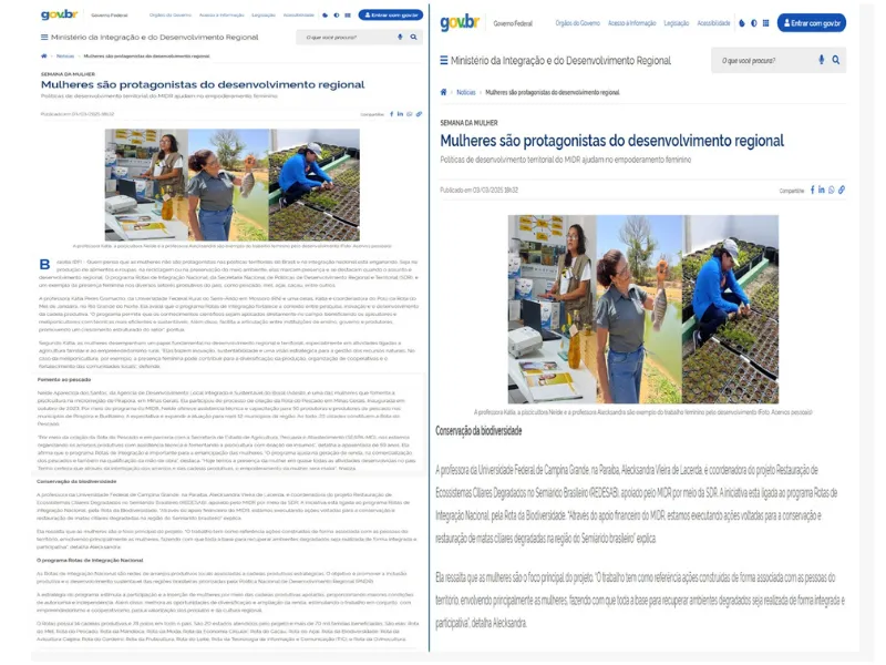 Professora do CDSA/UFCG é referência em matéria publicada pelo Ministério da Integração e do Desenvolvimento Regional