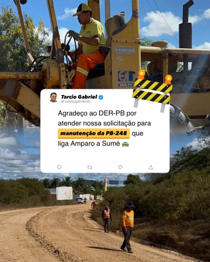 Prefeito de Amparo solicita ao DER-PB melhorias na PB-248 para beneficiar agricultores e fortalecer economia local