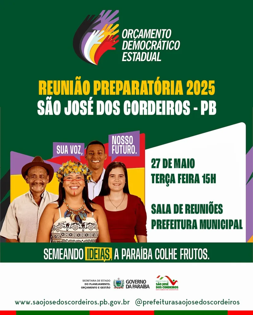 São José dos Cordeiros realiza reunião preparatória para o Orçamento Democrático Estadual nesta terça-feira