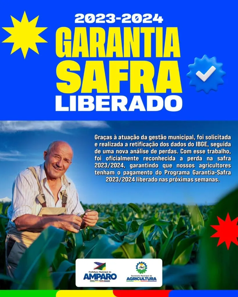 Prefeito de Amparo anuncia liberação do Garantia-Safra 2023/2024 após retificação de dados do IBGE