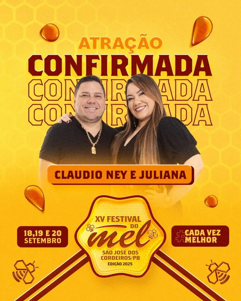 Prefeito Felício Queiroz anuncia Cláudio Ney & Juliana como atração do Festival do Mel em São José dos Cordeiros
