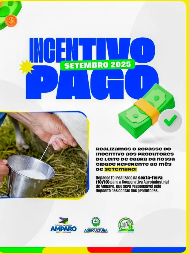 Prefeitura de Amparo realiza pagamento do incentivo aos produtores de leite de cabra referente a setembro