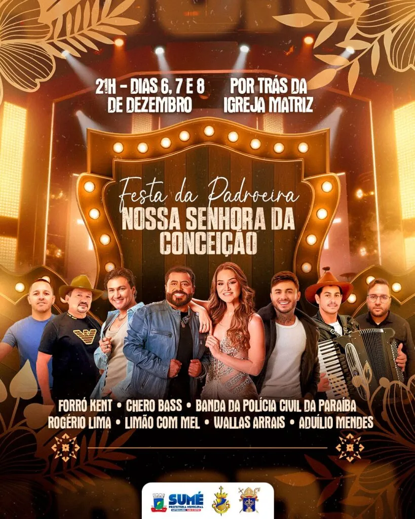 Prefeitura de Sumé comunica mudança de data no show de Limão com Mel e anuncia mais uma atração na Festa da Padroeira