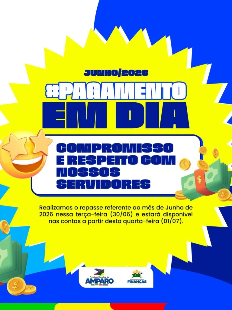 Prefeitura de Amparo realiza pagamento de servidores referente a junho de 2026