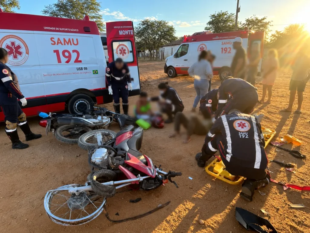 Colisão entre motos deixa duas pessoas feridas na zona rural de Monteiro